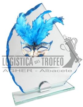 TROFEO CRISTAL MODELO “ANTIFAZ”, 19 cm cm